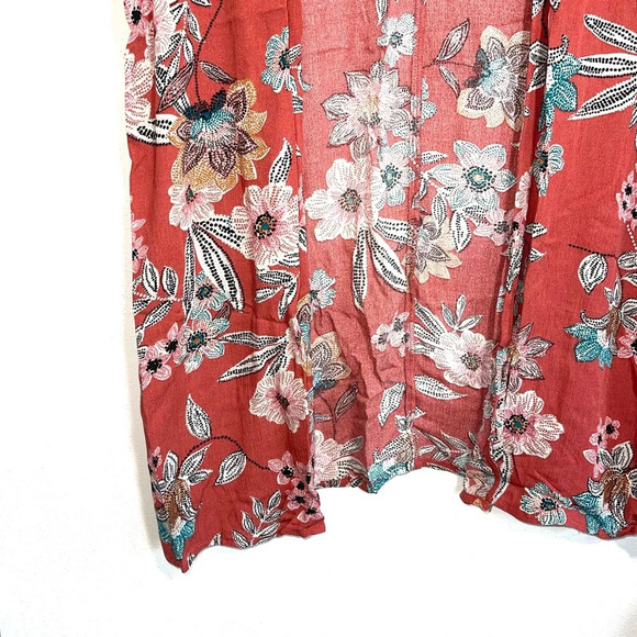 Maurices Rust Orange Multicolor Floral Print Flutter Sleeve Kimono Small Women’s - Picture 5 of 10